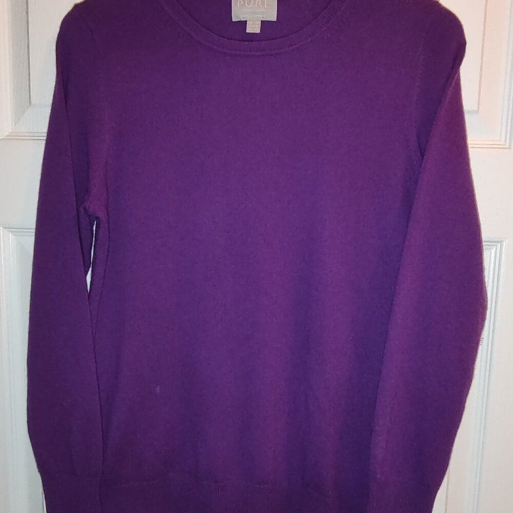 PURE COLLECTION 100% CASHMERE SWEATER LONG SLEEVES CREW NECK PURPLE SIZE 8-10
